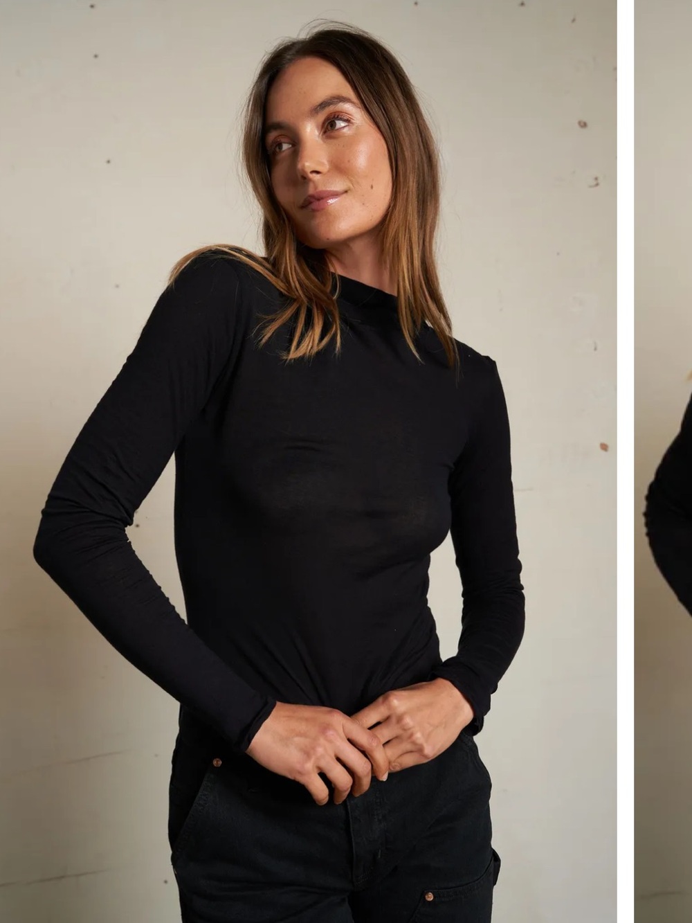 perfectwhitetee Classic Black Long-Sleeve Slim Top